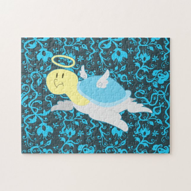 Puzzle Estampado de flores de la tortuga del ángel (Horizontal)