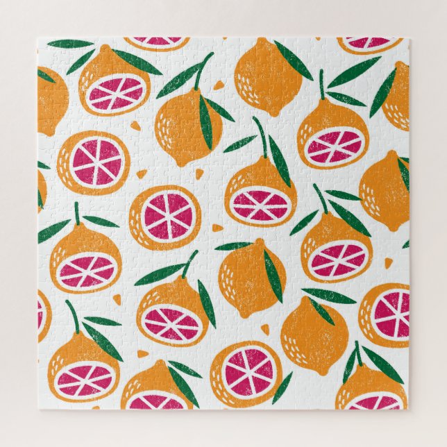 Puzzle Estampilla de fruta texturizada patrón sin costura (Vertical)