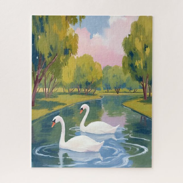 Puzzle Estanque de cisnes Boston Common Massachusetts Acu (Vertical)