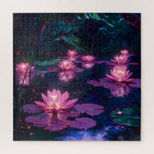 Puzzle Estanque de Loto Rosa Zen de Medianoche