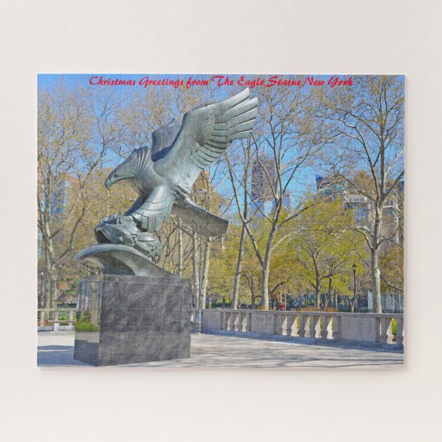 Puzzle Estatua de Águila Nueva York. Saludos de Navidad (Horizontal)
