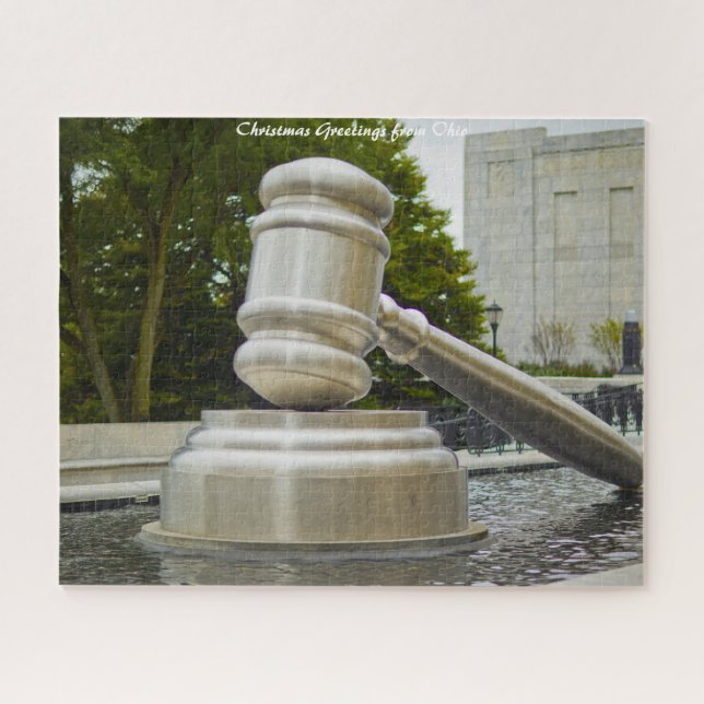 Puzzle Estatua de Grava Ohio. Felicitaciones de Navidad (Horizontal)