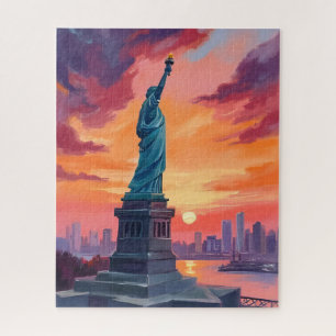 Puzzle Estatua de la Libertad Silueta de la Ciudad de Nue