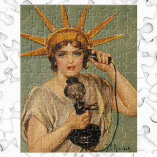 Puzzle Estatua de la Libertad vintage, anuncio patriótico