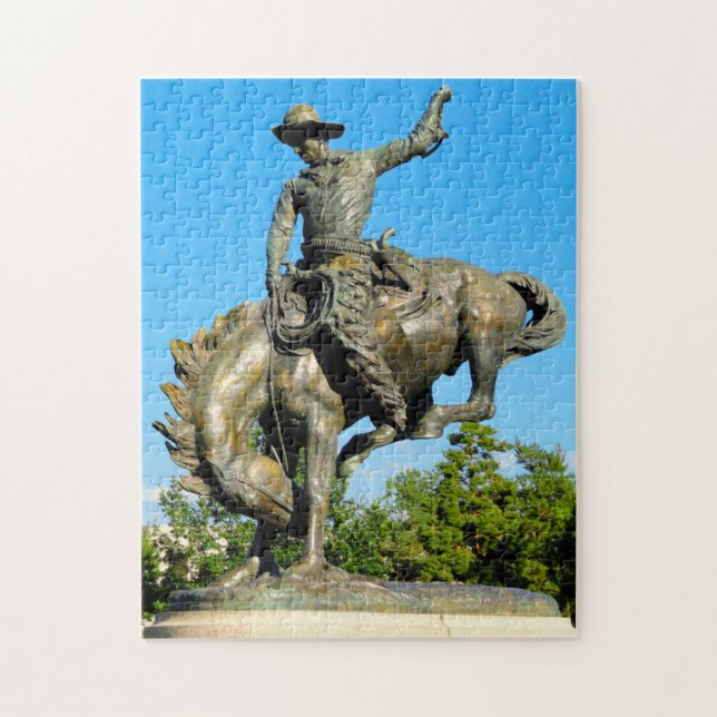 Puzzle Estatua de Rodeo Cowboy Colorado. (Vertical)