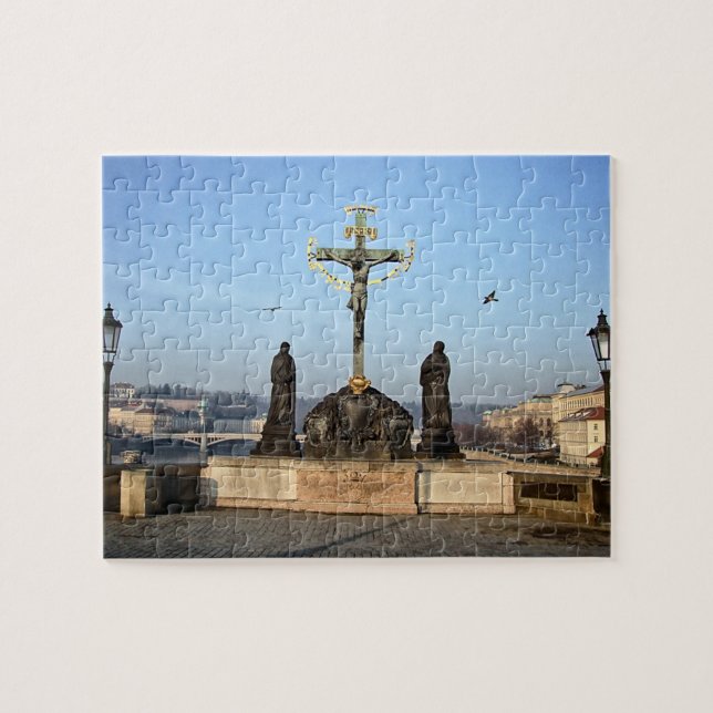 Puzzle Estatuas del puente Praga y Carlos - Cristo/Checia (Horizontal)