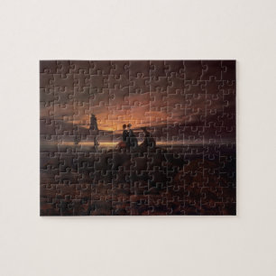 Puzzle Esté en la luna el levantamiento sobre el mar,