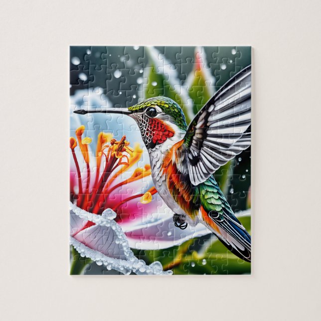 Puzzle Este es un hermoso colibrí de hibiskus espumoso b (Vertical)