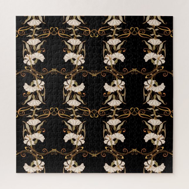Puzzle Estilo Art Nouveau: Vintage dorado-negro. (Vertical)