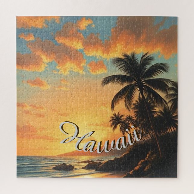 Puzzle Estilo de época Hawai Costa de Viaje Sunset (Vertical)