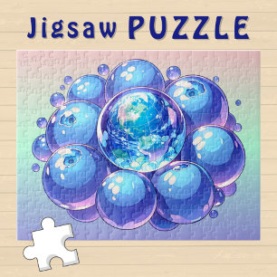 Puzzle Estilo de la historieta Blueberry Earth Planet -