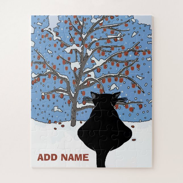 Puzzle Estilo de los Navidades de gatos negros (Vertical)