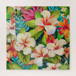 Puzzle Estilo de pintura al óleo floral tropical