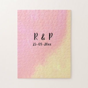 Puzzle estilo de texto minimalista simple blanco boda ros