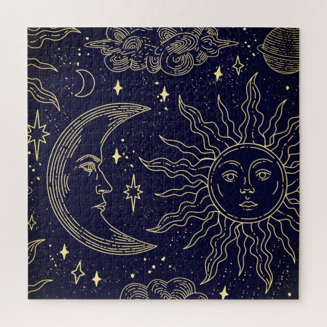 Puzzle Estilo lineal de elementos mágicos sin patrón (Vertical)