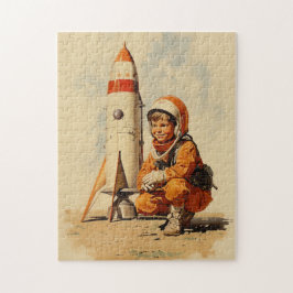 Puzzle Estilo retro de astronauta
