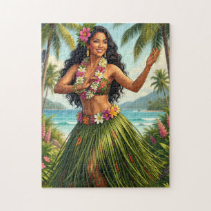 Puzzle Estilo vintage chica hula hawaiana viaje