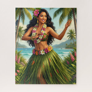 Puzzle Estilo Vintage Chica Hula Hawaiana Viaje