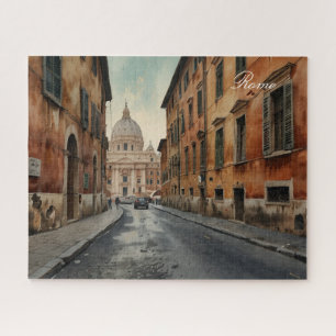 Puzzle Estilo Vintage Roma Viaje Italiano Acuarela