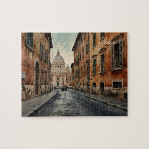 Puzzle Estilo Vintage Roma Viaje Italiano Acuarela