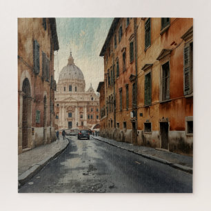 Puzzle Estilo Vintage Roma Viaje Italiano Acuarela