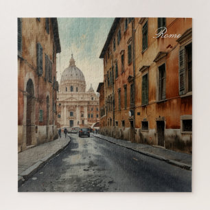 Puzzle Estilo Vintage Roma Viaje Italiano Acuarela