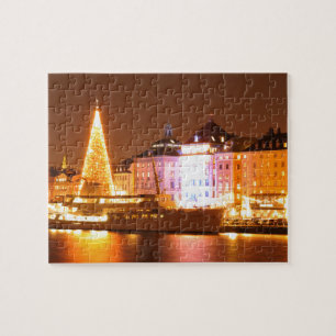 Puzzle Estocolmo, Suecia en el navidad en la noche