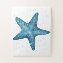 Puzzle Estrella de mar azul acuarela náutica