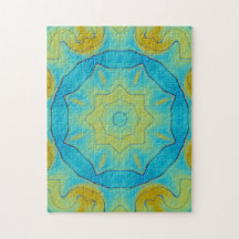 Estrella oriental con amarillo azul y oro antiguo