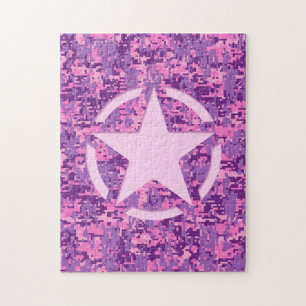 Puzzle Estrella rosa decoro al estilo de camo digital