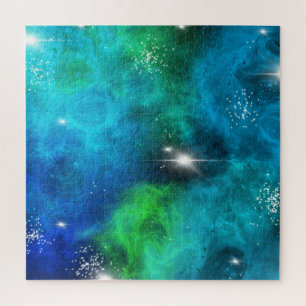 Puzzle Estrella Verde Azul Nebulosa Espacio Galaxia Unive