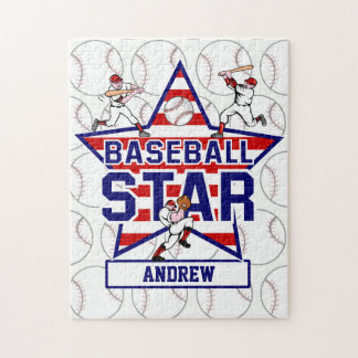 Puzzle Estrella y rayas de béisbol personalizadas