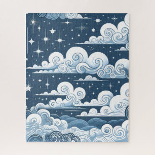 Puzzle Estrellas celestes azules y nubes brillantes