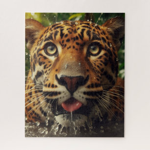 Puzzle Estrellas de leopardo mientras agita agua en la ju