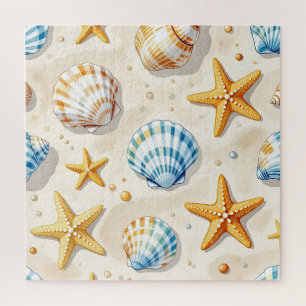 Puzzle Estrellas de Mar y Conchas de Mar Patrón de Playa