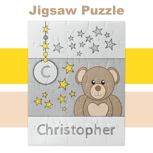 Puzzle Estrellas de oso de peluche de nombre gris