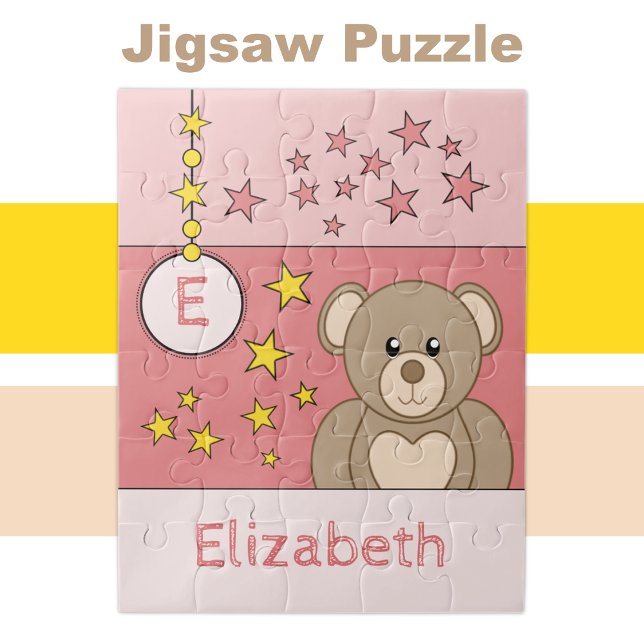 Puzzle Estrellas de oso de peluche de nombre rosa (Subido por el creador)