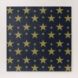 Puzzle Estrellas doradas sobre azul marino - Elegante y a