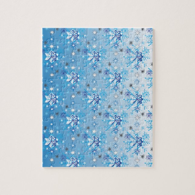 Puzzle Estrellas y copos de nieve en blanco y azul intrin (Vertical)