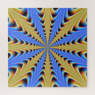 Puzzle Estructura apilada en azul y amarillo