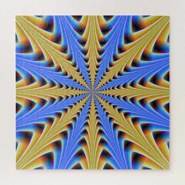Puzzle Estructura apilada en azul y amarillo (Vertical)