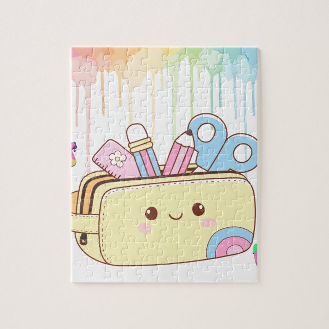 Puzzle Estuche de lápices Kawaii Adorable (Vertical)