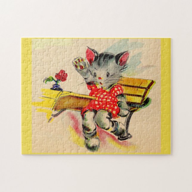 Puzzle estudiante de gatito kitten (Horizontal)