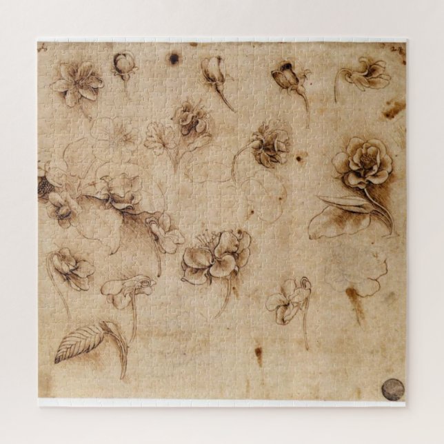 Puzzle Estudio de flores – Leonardo da Vinci (1500) (Vertical)