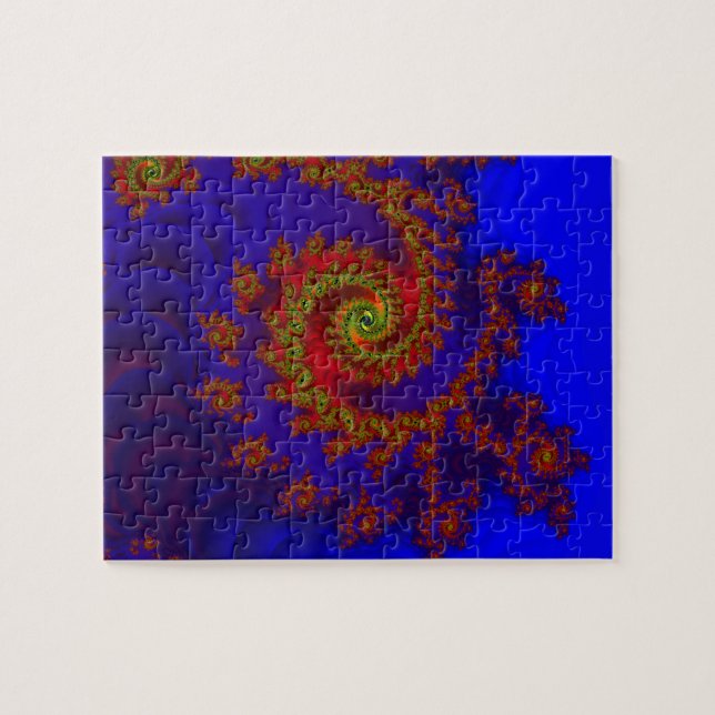 Puzzle Eternalidad | Arte fractal azul y rojo (Horizontal)