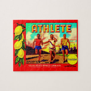 Puzzle Etiqueta de caja de frutas Atleta de la década de