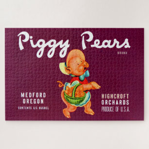 Puzzle Etiqueta de caja de frutas Peras Piggy