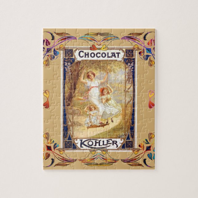 Puzzle Etiqueta de chocolate victoriano floral elegante (Vertical)