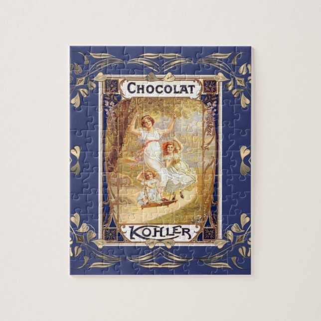 Puzzle Etiqueta de chocolate victoriano floral elegante (Vertical)