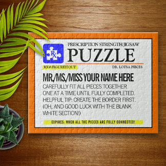 Puzzle Etiqueta de prescripción divertida personalizada